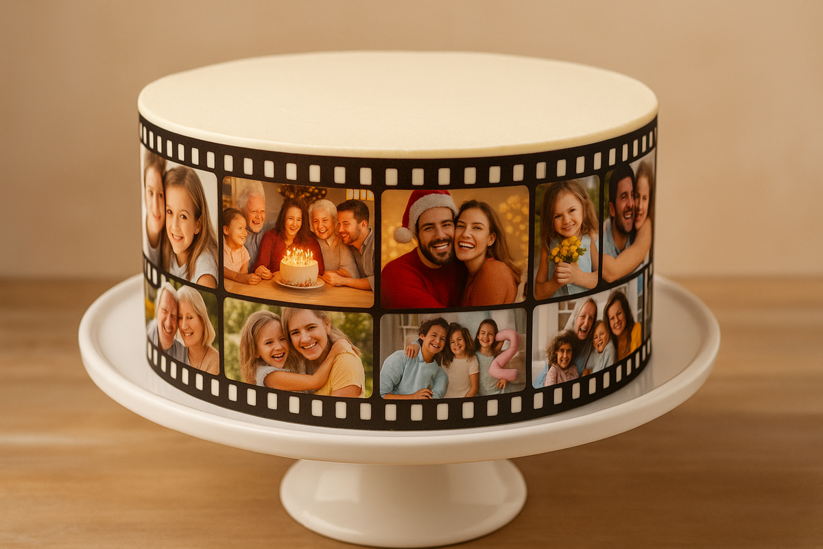 Another cake wrapped with an edible memory film strip